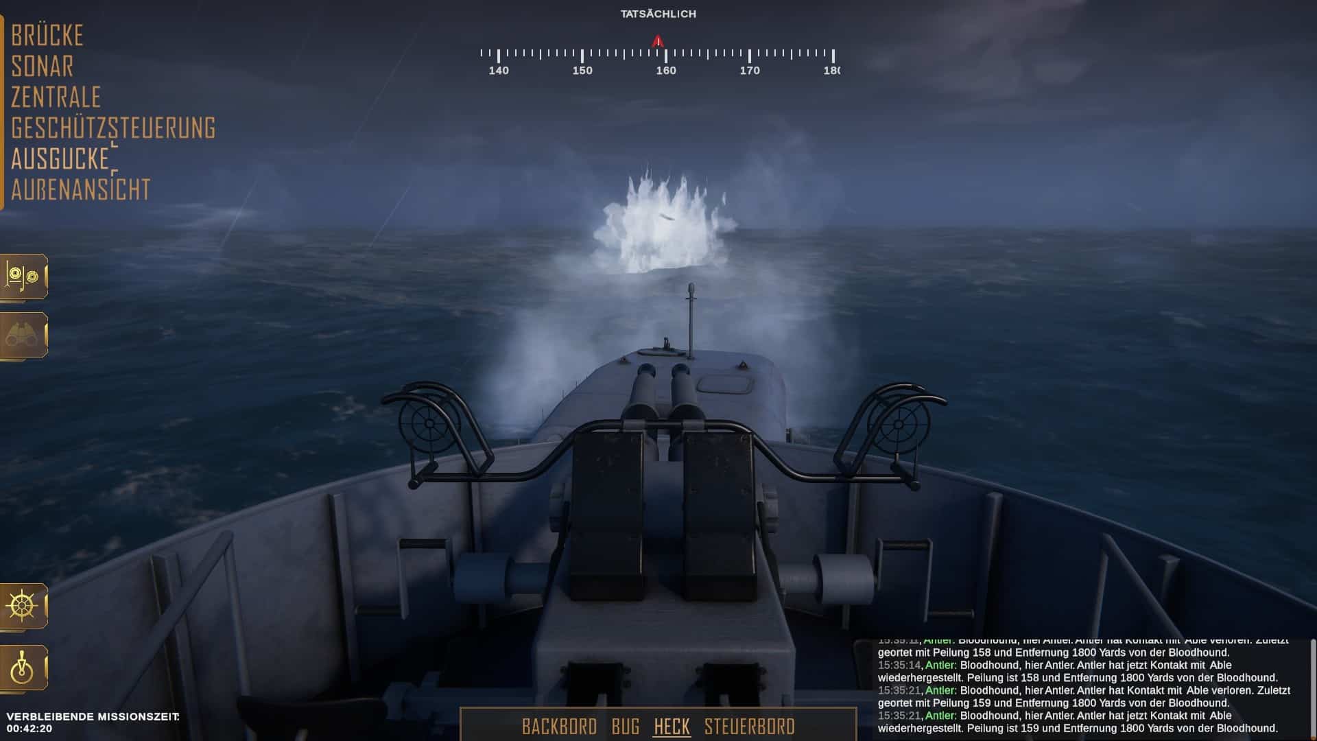 (Uボートが水上にある限り、搭載砲で破壊を試みることができる)