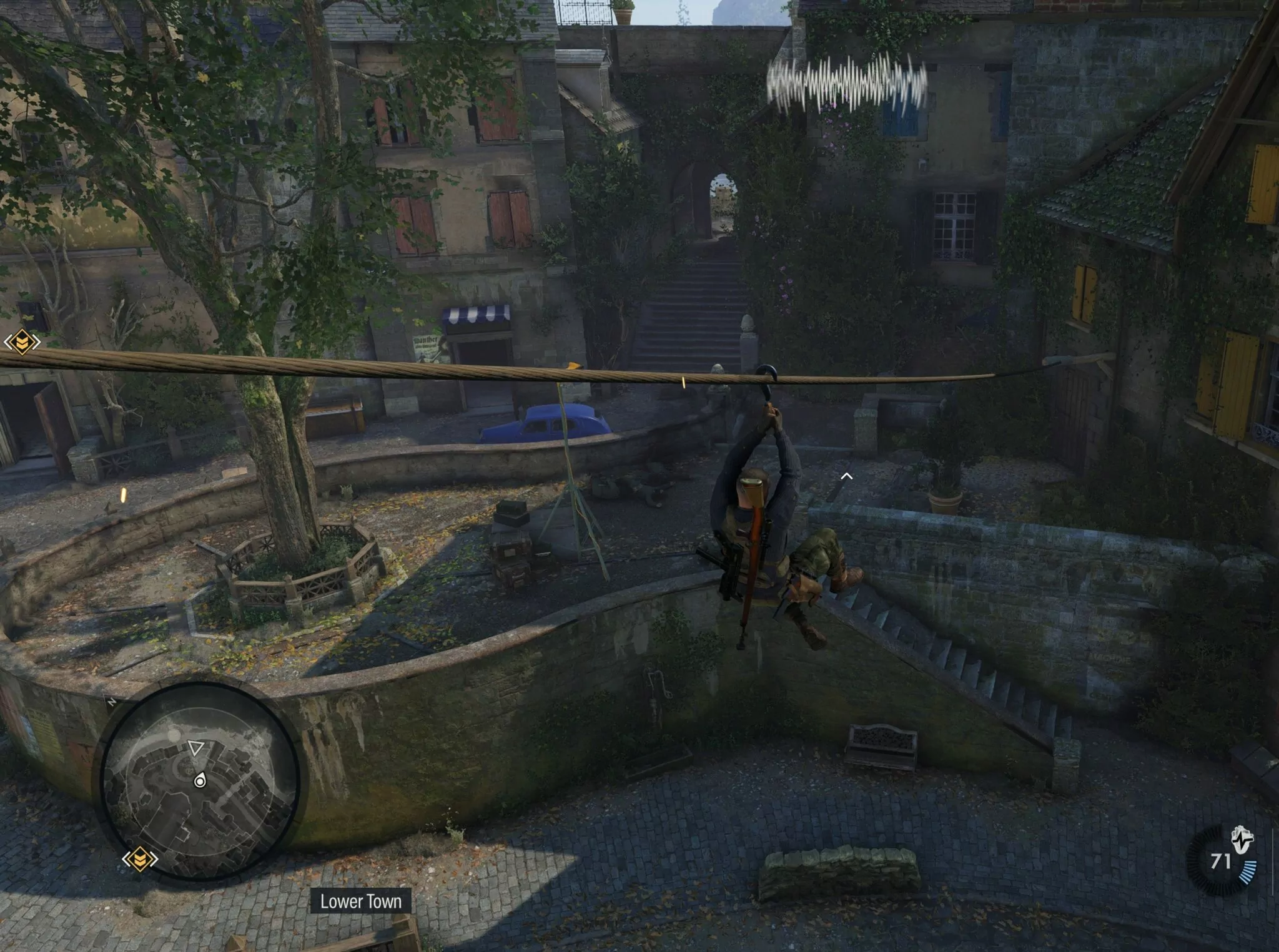 (Thanks to the new ziplines you can rappel one for the first time in Sniper Elite 5.)